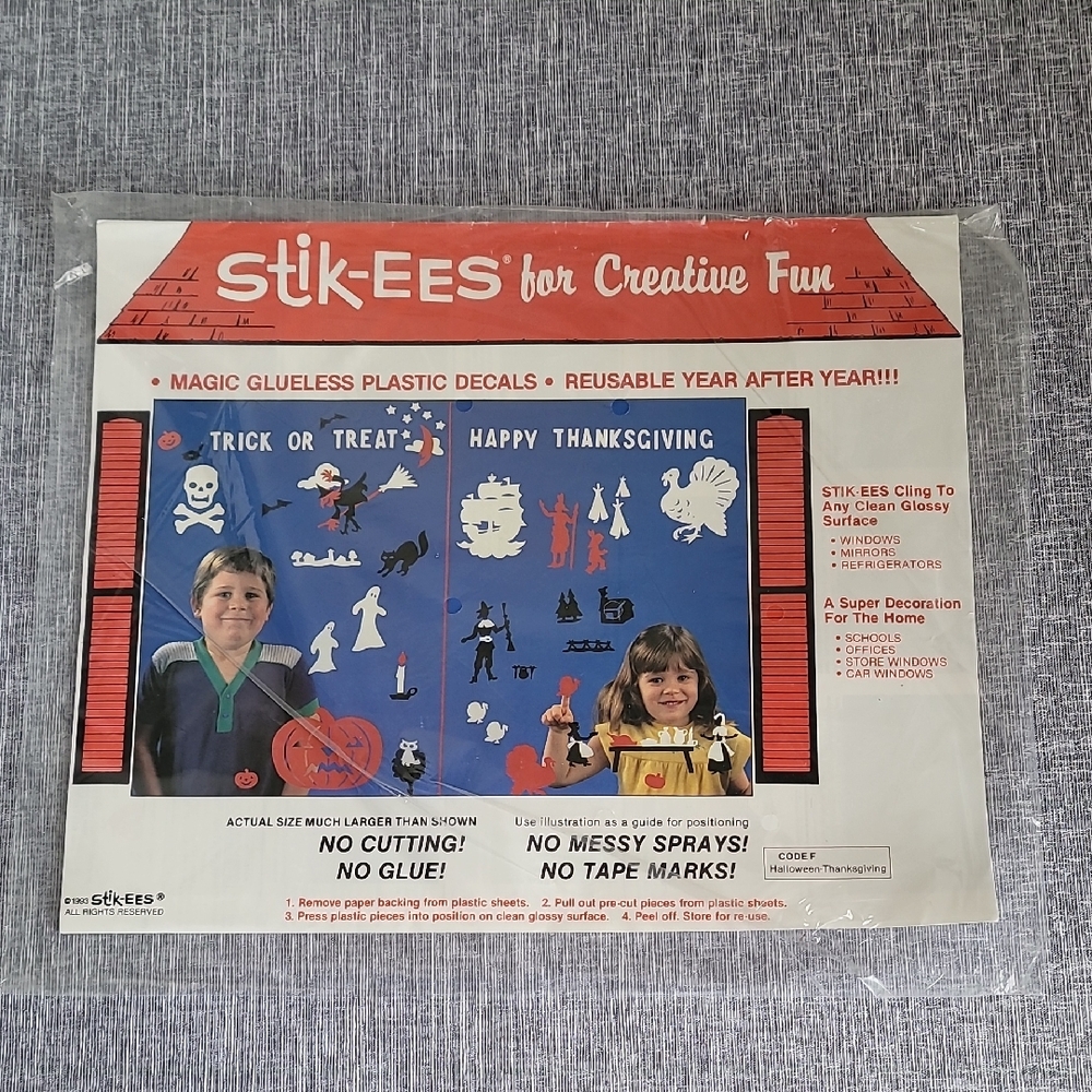 Stik-ees Vintage Reusable Window Cling Decals Halloween - Thanksgiving